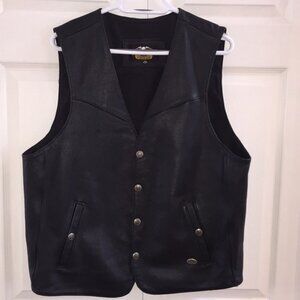 Harley-Davidson Motorcycles Men’s Black Leather Vest Made in USA Size Large